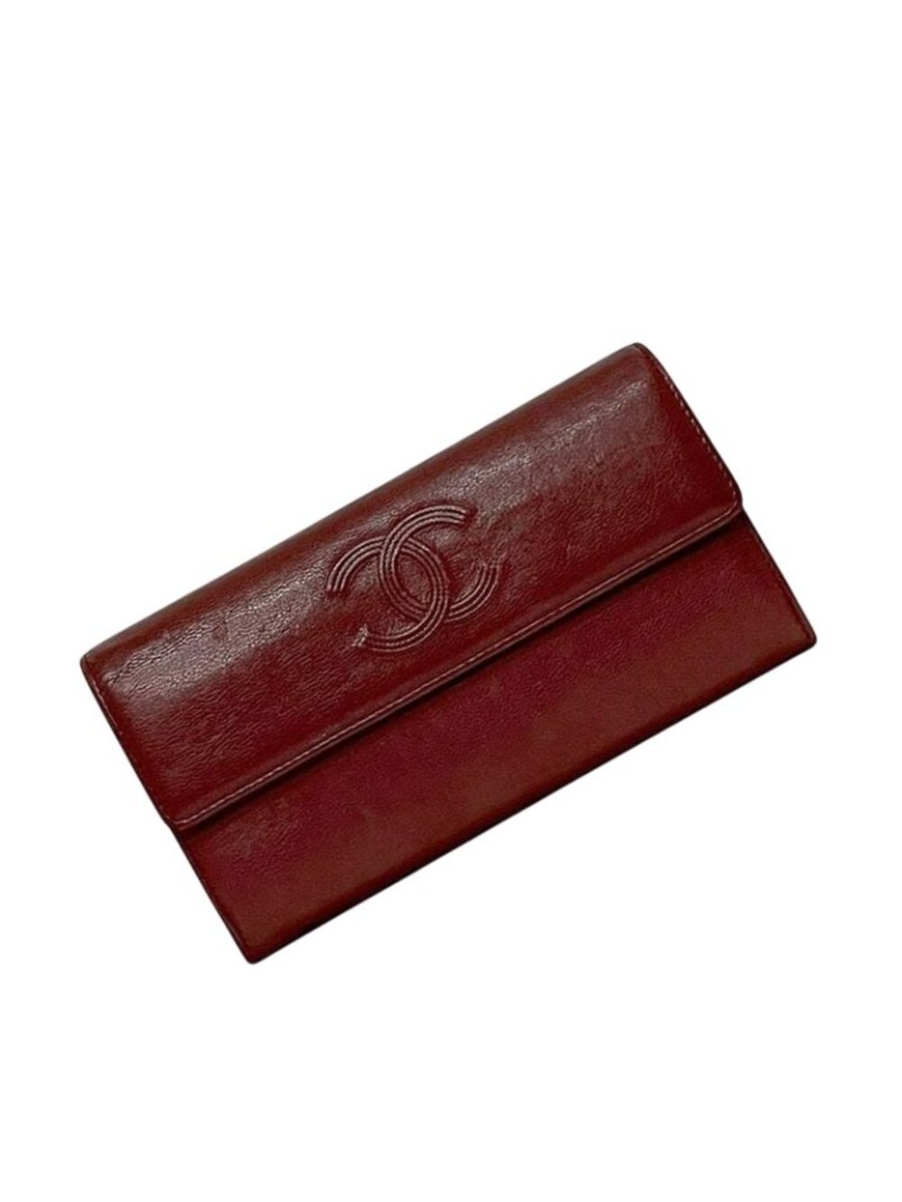 Chanel Bifold Long Wallet Bordeaux Burgundy Coco Mark